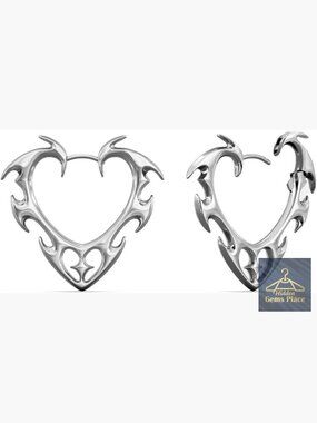 18G 1mm Heart Hoop Earrings Hollow Thick Hoop Piercing Jewelry Unisex